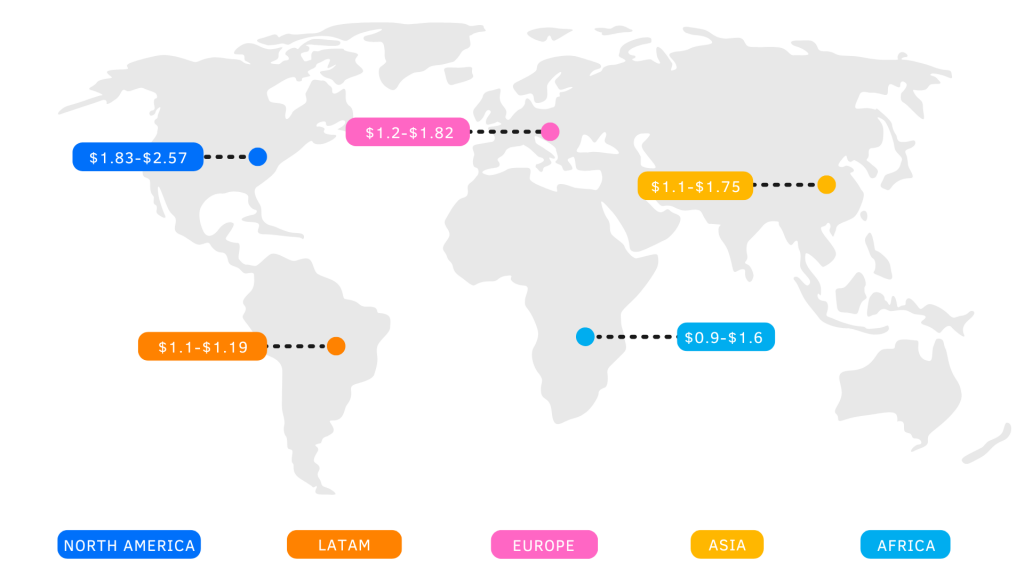 Adult traffic CPM by map